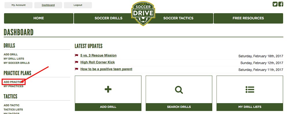 Create Soccer Practice Link