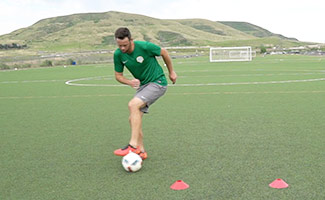 First Touch Soccer Drill - Outside Trap and Play