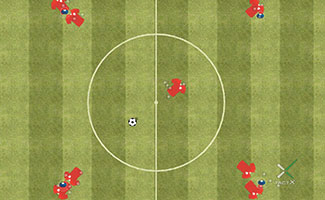 One touch soccer passing drill.