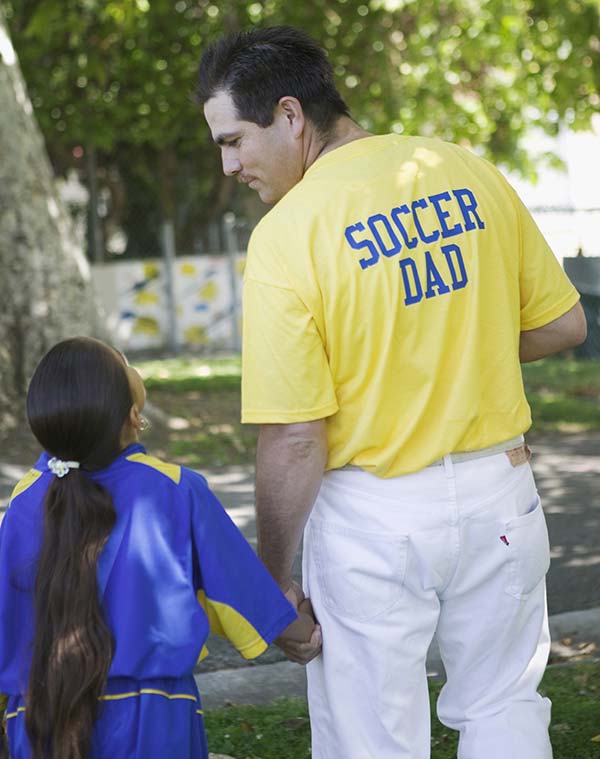 Soccer Dad talking with his daughter